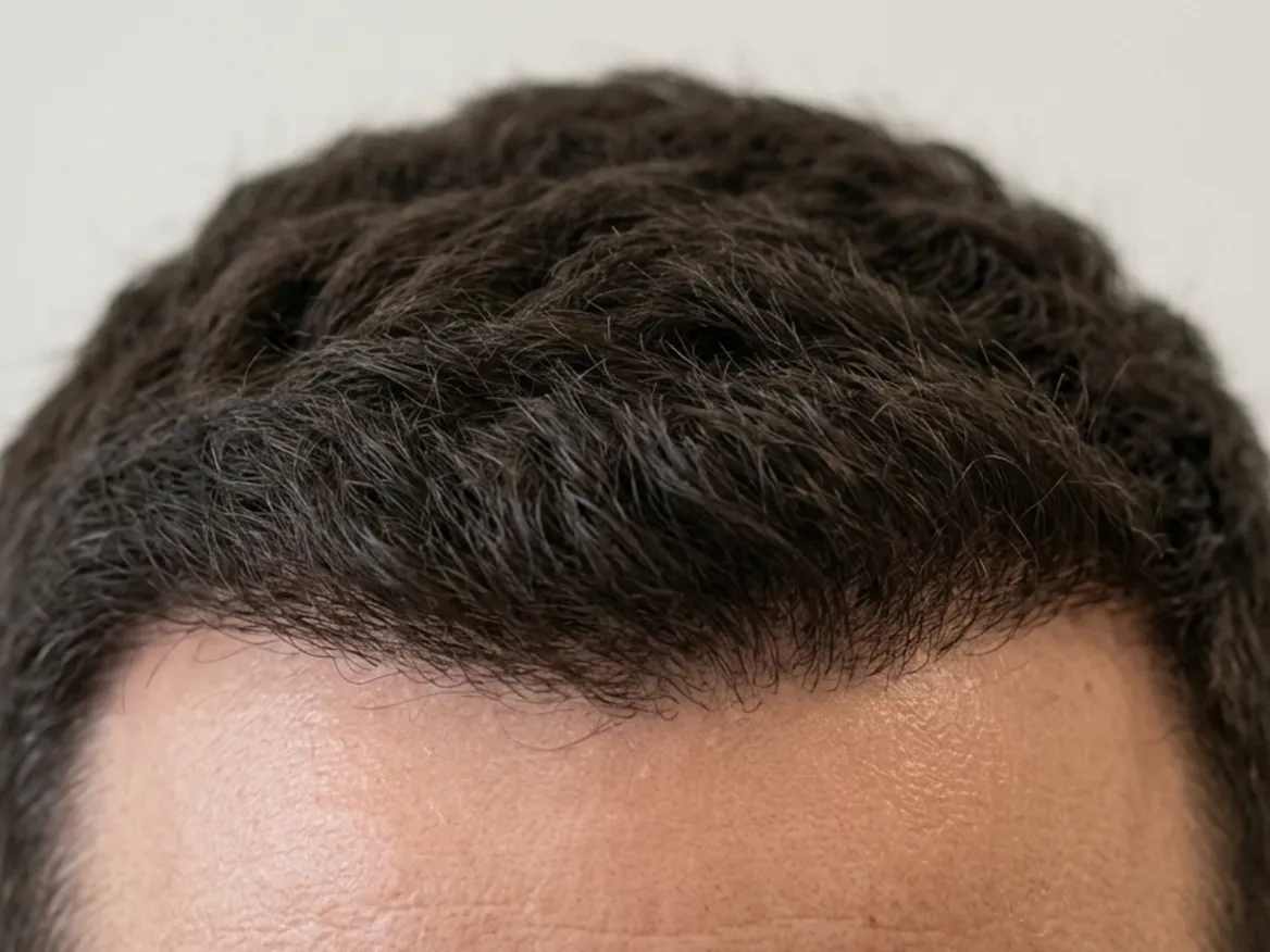 Cuir chevelu visiblement plus dense avec des cheveux repoussés