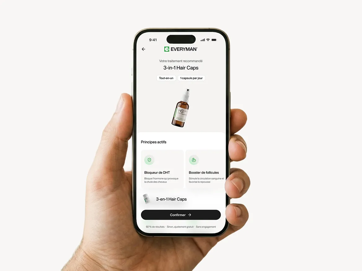 Smartphone avec le traitement 3-en-1 Hair Caps recommandé