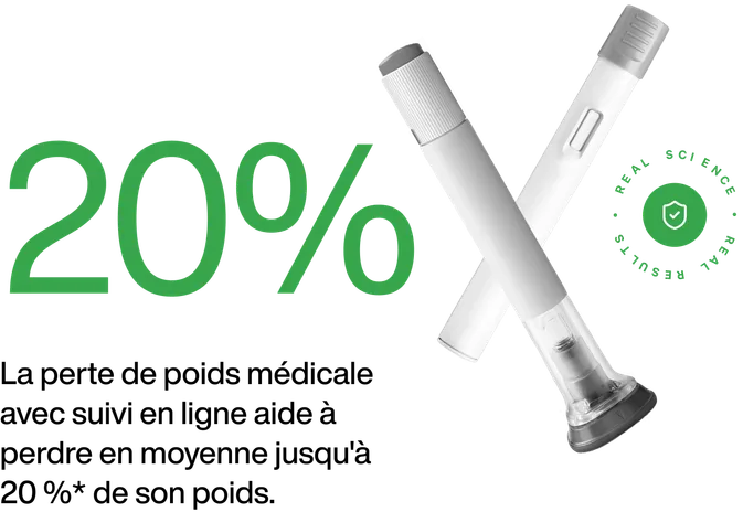La perte de poids médicale avec suivi en ligne aide a perdre en moyenne jusq'a 20%* de son poids.