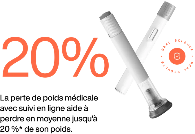 La perte de poids médicale avec suivi en ligne aide a perdre en moyenne jusq'a 20%* de son poids.