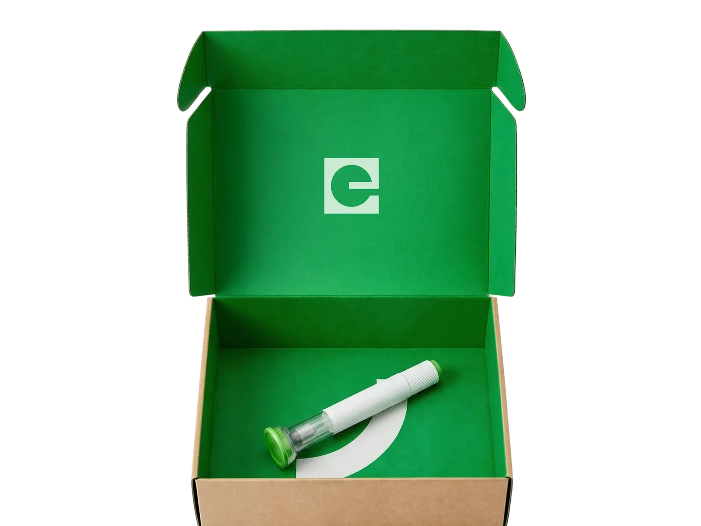 Colis Everyman vert avec un stylo injecteur